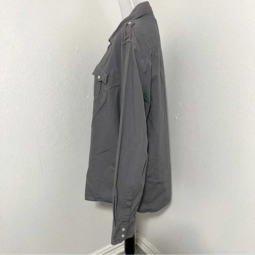 True Religion Men’s Gray XXXL Button Up Long Sleeve Shirt Logo Western Cowboy